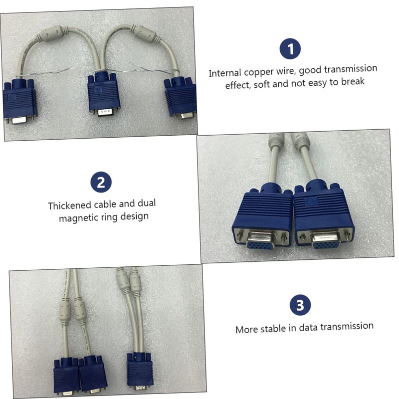 Healifty VGA Male To Dual Female Splitter Adapter Cable For Dual Monitor Screen Mirroring - Image 4